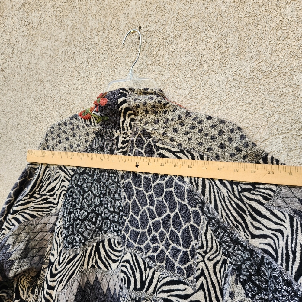 SOFT SURROUNDINGS Womens Cardigan Large Leaf Stitch Waterfall Wool Blend Autumn - Picture 7 of 11